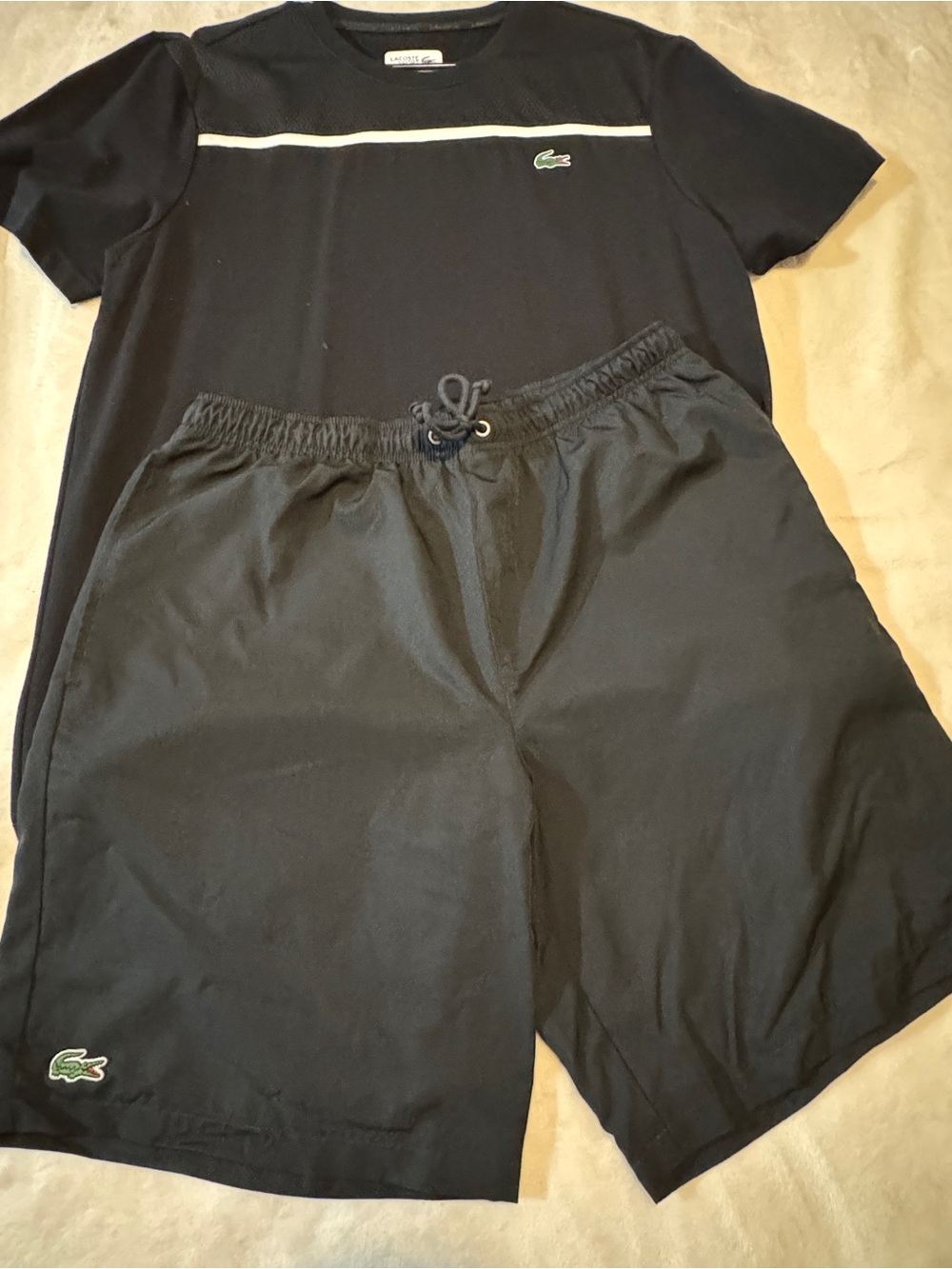 Lacoste Black Athletic Drawstring Shorts